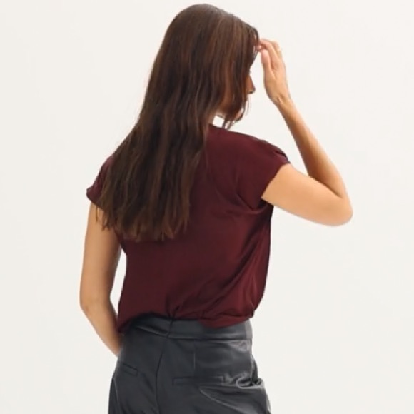 NINE WEST Short Sleeve Maddie Plum Blouse - Picture 5 of 7
